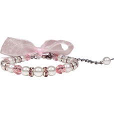 Satin Bow Pearl Necklace Pink